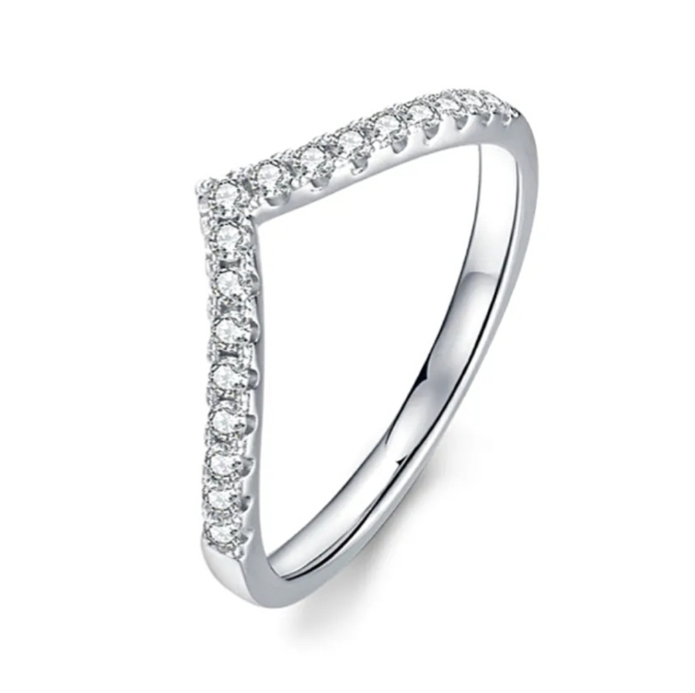 New moissanite solid sterling 925 chevron engagement wedding promise band
